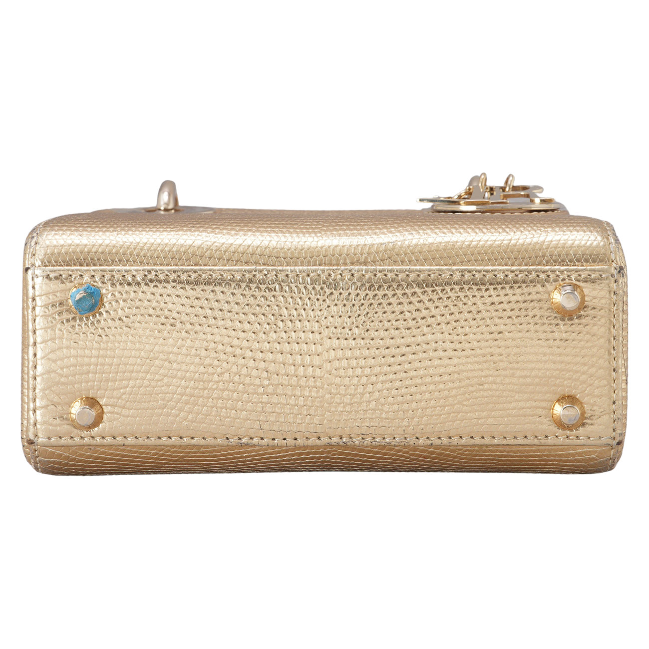 CHRISTIAN DIOR(USED)디올 리자드 레이디디올 미니 골드 & 트윌리